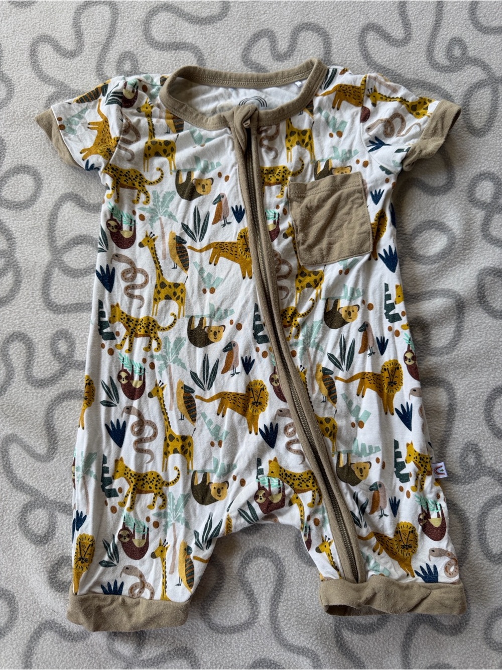 Emerson and Friends Jungle Friends Bamboo Baby Boy Shortie Romper